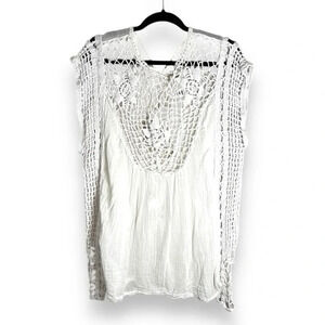 Free People Alissa Tunic Cover Up Size Large White Cotton Crochet